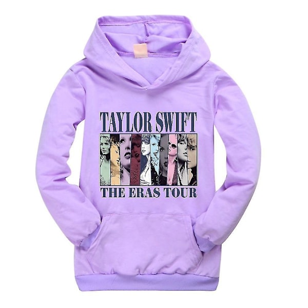 Pop Taylor Swift The Eras Tour Hoodie Flickor Pojkar Hooded Sweatshirt Pullover Toppar 9-14 Yeras Barn Tonåringar-WELLNGS Purple 13-14 Years