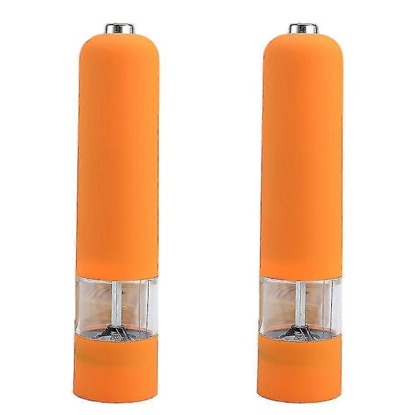 Sähköinen merisuola- ja pippurimyllysetti, paristokäyttöinen, valaistu ja säädettävissä, 2-pakkaus - WELLNGS 2pcs orange