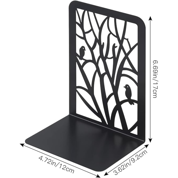 Metall bokstöd (svart), 1 par bokstöd för barn, träd design-WELLNGS