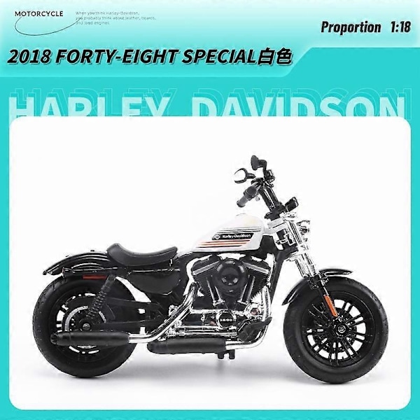 Maisto 1:18 Harley Davidson-serie klassisk simuleringsleksak i metall, motorcykelmodell, leksaksbil, samlarobjekt - WELLNGS WHITE 2018 FORTY