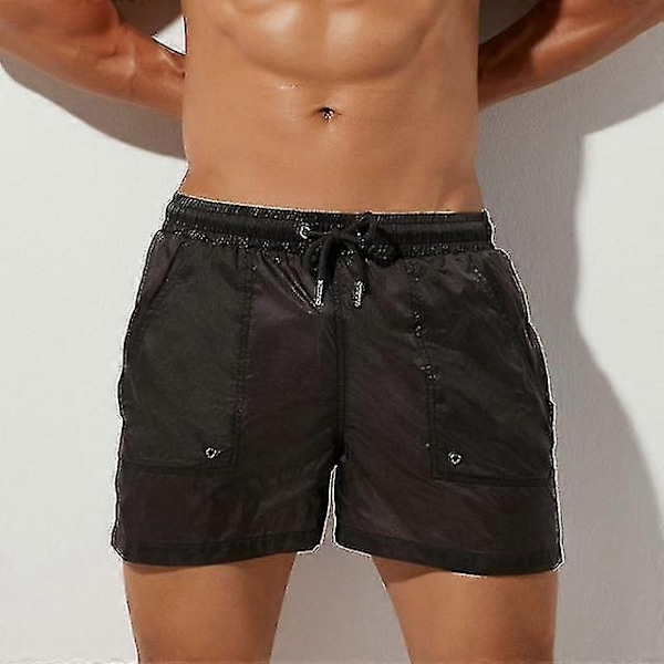 Mænds transparente badebukser | Mænds transparente shorts | Mænds transparente trusser - WELLNGS Black M