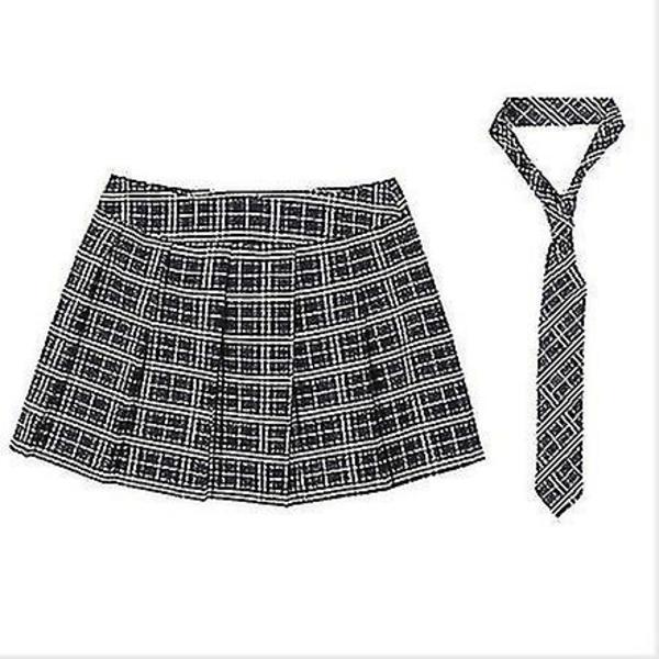 Kvindernes skolepiger Cosplay kostume japansk skolepige uniform sexet Clubwear skjorte med ternet nederdel slips Anime rollespil outfit-WELLNGS XXXL Skirt A