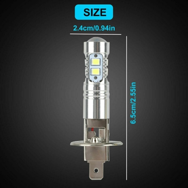 H1 LED-frontlyktpære 6000k fjernlys og nærlys 100w High Brightr 2stk-WELLNGS
