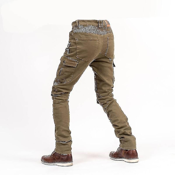 Moottoripyörähousut Miehet Moto Farkut Suojavarusteet Ajo Touring Moottoripyörähousut Motocross-housut Moto-housut - WELLNGS khaki EU-XL
