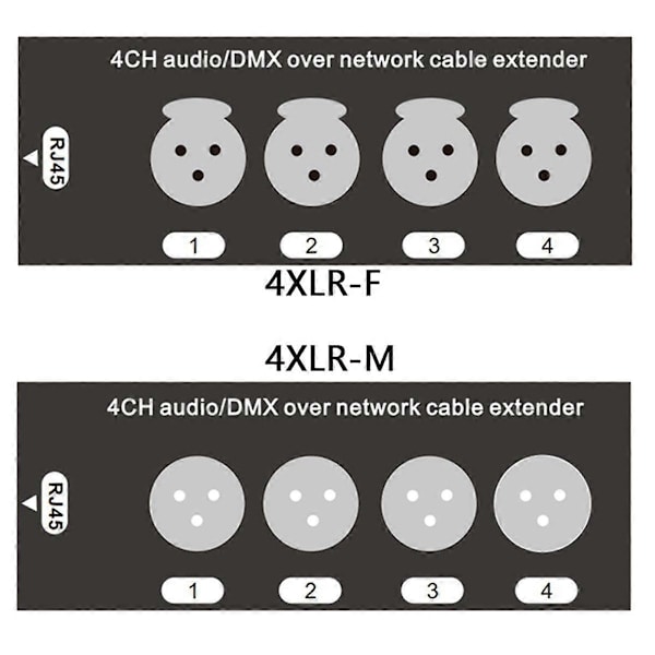 1 st 4-kanals 3-stifts XLR ljud- och DMX-nätverkskabelutvidgare, DMX512 nätverkssignalutvidgare, hona-WELLNGS