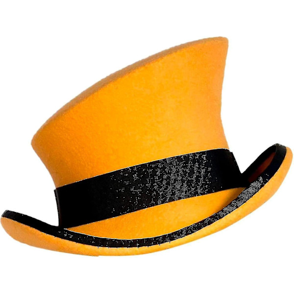 Asymmetrisk topphatt i ull - unisexhatt för kvinnor och män - steampunkhatt - topphatt - modeband - dekorativ hatt - huvudbonad för män - WELLNGS Yellow