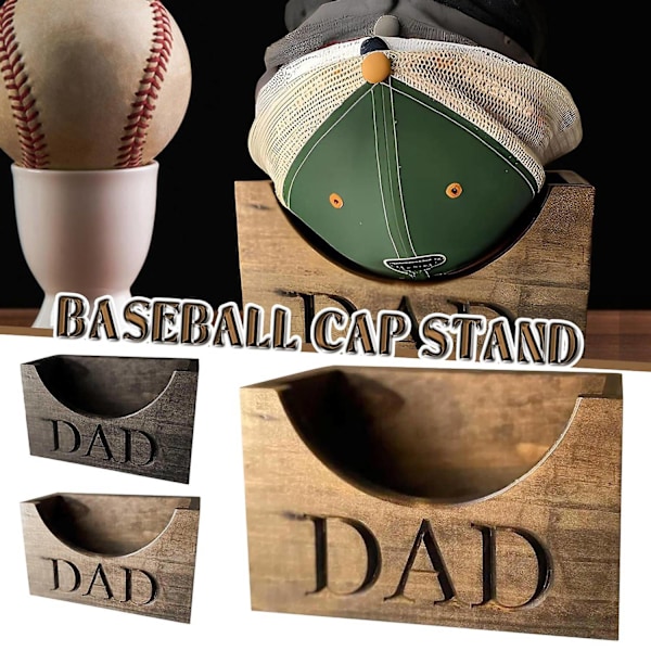 Pappa Tre Hatteholder i Tre Personlig Baseball Hat Oppbevaring Hylle Farsdag Gave-WELLNGS Black