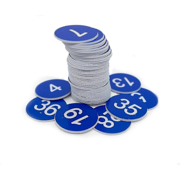 Plastnummerlapper Graverte Nummererte Lapper ID-lapper Nøkkelmerker uten Hull - WELLNGS Blue 1-100