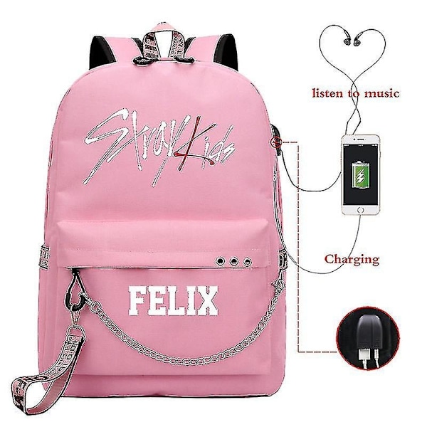 Stray Kids Usb Rygsæk Koreansk Stil Felix Bogtaske Tilbage Til Skolen Drenge Piger Fans Gavepose Mochila_BF SOCIETY-WELLNGS 23