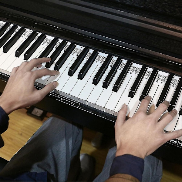 88 Taster Gjenbrukbare Pianotastatur Noter Etiketter Pianonotat Veiledning Klistremerker - WELLNGS Black and White