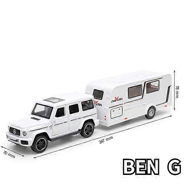 1/32 Trailer RV Kuorma-auton leluautomalli Alloy Diecast Maastoauto Camper äänen ja valon leluautomalli lapsen lelujen kokoelma lahja -WELLNGS White Bens  G