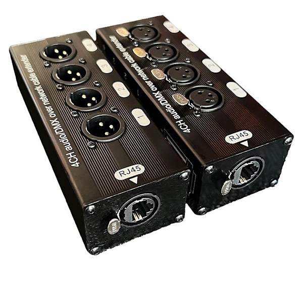 1 stk. 4-kanals 3-polet XLR Audio og DMX over netværkskabelforlænger, DMX512 netværkssignalforlænger, hun-WELLNGS
