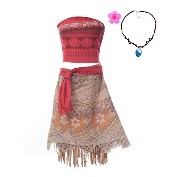 Disney Prinsessa Vaiana Meidän Tyttöjen Puvut Kesä Lapset Kalas Moana Prinsessa Roolipeli Lemmikkieläin Sika Kana Asut Halloween Disguise B Moana Asut-WELLNGS B Moana Set1 3T (110)