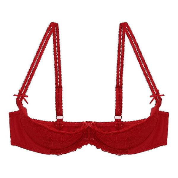 Dam 1/2 Kupa Push Up Bygel Spets BH Underkläder Öppen Kupa BH Toppar Justerbar Rem Svampvadderad Behå Underkläder-WELLNGS Purple A XL