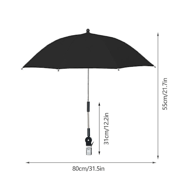 Stols paraply med universell stols paraply 360 justerbart strandparaply-WELLNGS black