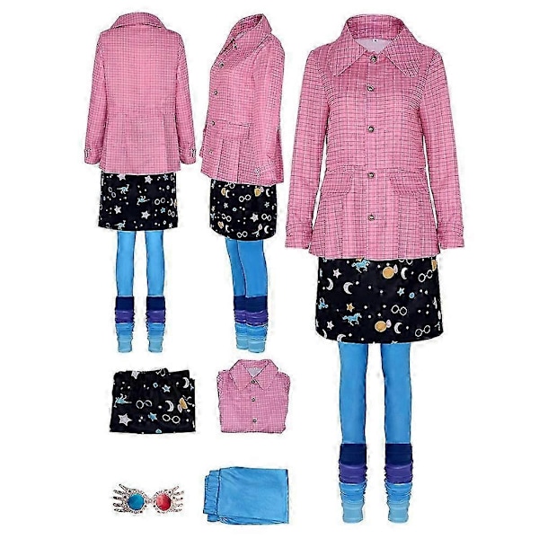 Luna Lovegood Cosplay Kostume - Magiske Filmbriller, Skørt, Strømper - Halloween Karneval Kostume til Kvinder - WELLNGS XXL