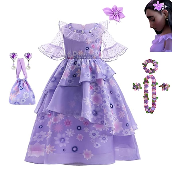 Encanto Isabella Mirabelle Prinsessekjole Børn Halloween Fødselsdagsfest Karneval Fest Børn Rollespil Kostume G Isabella Outfit-WELLNGS G Isabella sets 120(size 4T)