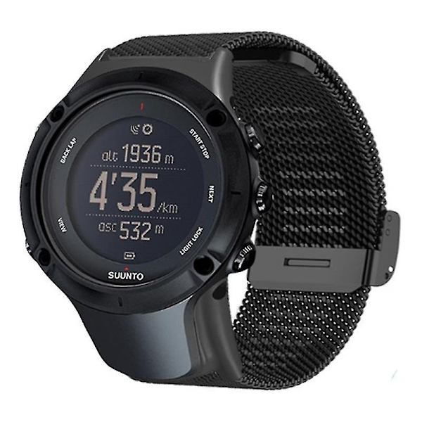 for Suunto Ambit3 Peak/Ambit2 urrem - Milanese rustfrit stål mesh rem - WELLNGS Black