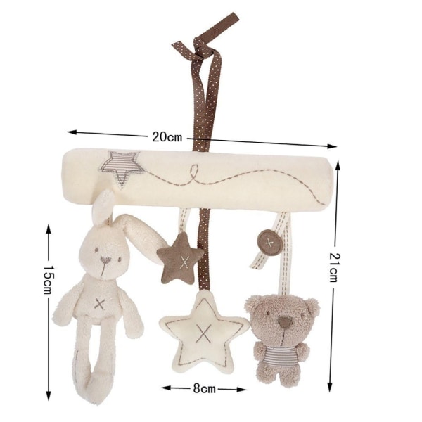Musikmobil hängleksak för barnvagn/spjälsäng med kanin och björn plyschleksak för baby 0-3 år-WELLNGS