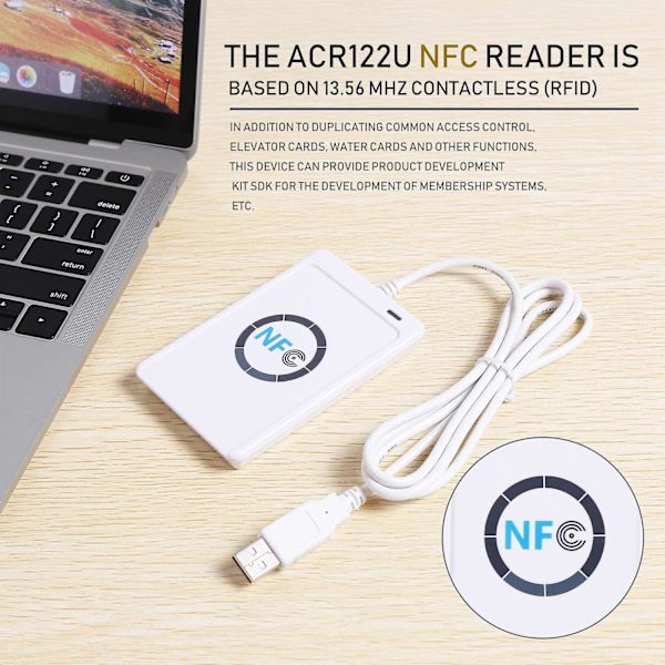 USB NFC-kortlæser og -skriver ACR122U-A9 Kina kontaktløs RFID-kortlæser Windows trådløs NFC-læser - WELLNGS