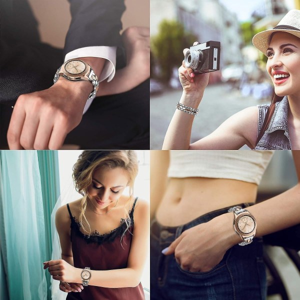Kompatibel med Samsung Galaxy Watch 42 mm bånd 20 mm metallbånd erstatningstilbehør for kvinner, voksen, unisex