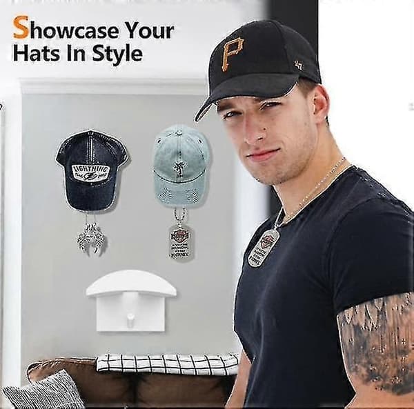 10 Pak Adhesive Hat Hooks til vægmontering uden boring - WELLNGS white