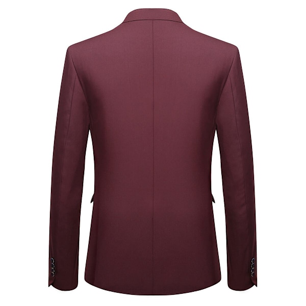 Allthemen Herre Dress 3-delt Business Solid Slim Fit Dressjakke&amp;Bukser&amp;Vest-WELLNGS Wine Red M