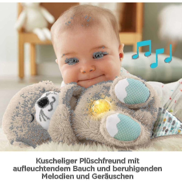 Rauhallinen ja halattava saukko, nukkumispehmo baby, rauhoittavalla musiikilla ja rytmisillä liikkeillä vastasyntyneen baby rauhoittamiseksi Kb [ege]-WELLNGS