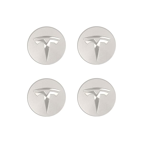 För Tesla Model 3 Navkapsel Logo - Mörkgrå med Silver Logo (4-pack) - WELLNGS