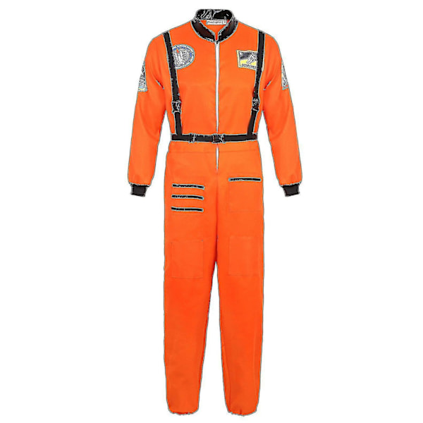 Astronautin puku Avaruuspuku Aikuisten roolipeliasu Vetoketju Halloween-asu Pari Lennopuku Suuri koko Yhtenäinen - WELLNGS Orange for Men XS