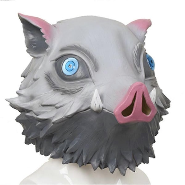 Demon Slayer Kimetsu no Yaiba Hashibira Inosuke Cosplay Maske Anime Vildsvinehoved Silikone Voksen Maske-WELLNGS