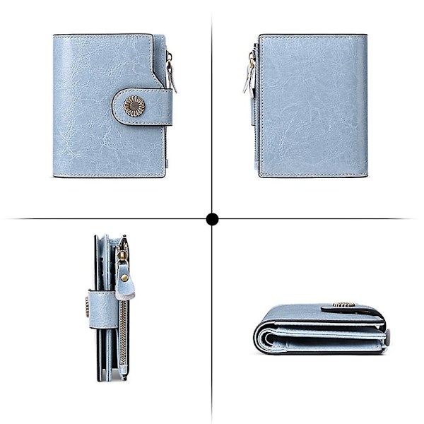 SENDEFN 5206 RFID-blockerande plånbok i läder med flera kortfack - WELLNGS Light blue