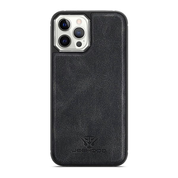 Yhteensopiva iPhone 12 / 12 Pro JEEHOOD Retro Magneettinen Irrotettava Suojakotelo Lompakolla & Korttipaikalla & Jalustalla - WELLNGS Black