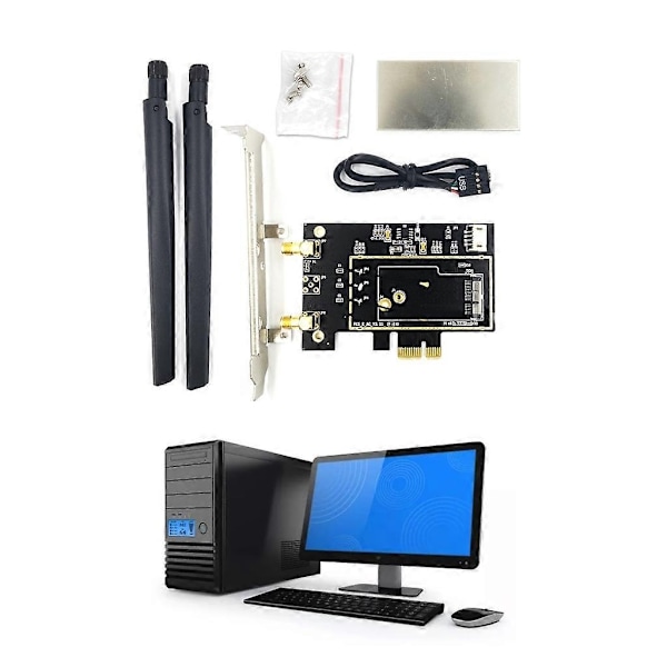 Kompatibel med BCM94360CSAX BCM943602CS BCM94360CS2 PCIE PC Wifi WLAN Kort Adapter Konverter - WELLNGS 3 antenna models