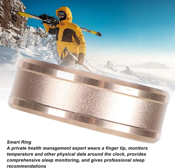 Smart Ring Søvnmåler Fitness Tracker Ring NFC Multifunksjonell Ring IP68 Vanntett Bluetooth Helse Smart Ring med Termometer-WELLNGS Gold 18