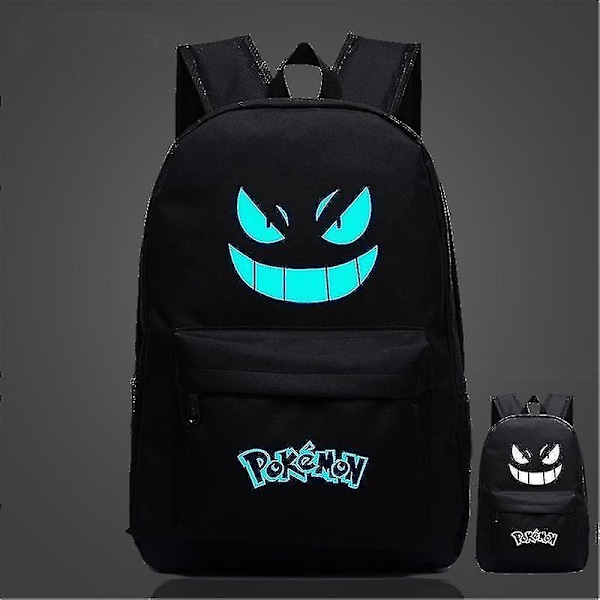 Ny Pokémon Ryggsäck Luminous Skolväska För Pojkar Flickor Studenter Resväska Vattentät Slitstark Mochilas-WELLNGS Black