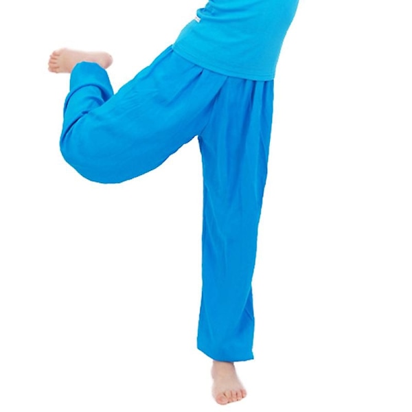 Barnehage Enkle Løse Lange Bukser Yoga Dans Blomster Aladdin Bukser-WELLNGS Royal Blue 11-12 Years