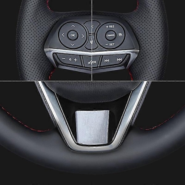 Skridsikkert Blødt Kunstlæder Flettet Ratbetræk Kompatibelt med Kompatibelt med Ford Focus 3 2012-2014 KUGA Escape 2013-2016 Car-WELLNGS Black Thread