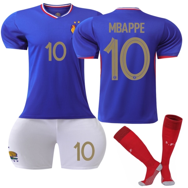 France Home Fotballdrakt sett nr. 10 Mbappe-WELLNGS adult S