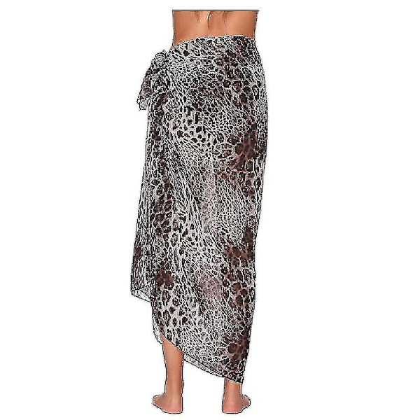 Kvinnors Strand Sarong Pareo Chiffon Bikini Wrap Kjol Cover Up för Badkläder-WELLNGS Leopard print