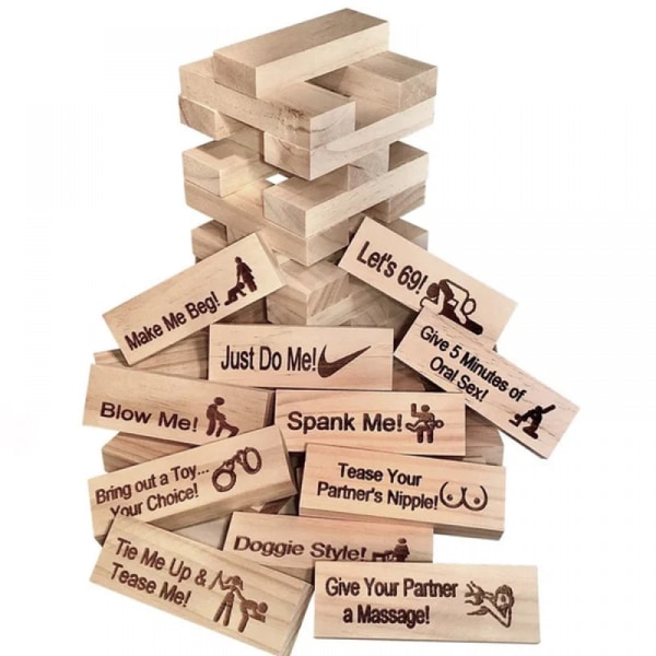 Block Tower Jenga-spel, roliga par som staplar tornblock, Valentine Tumbling Tower Stacking Blocks-spel för vuxna par nattfestsspel-WELLNGS