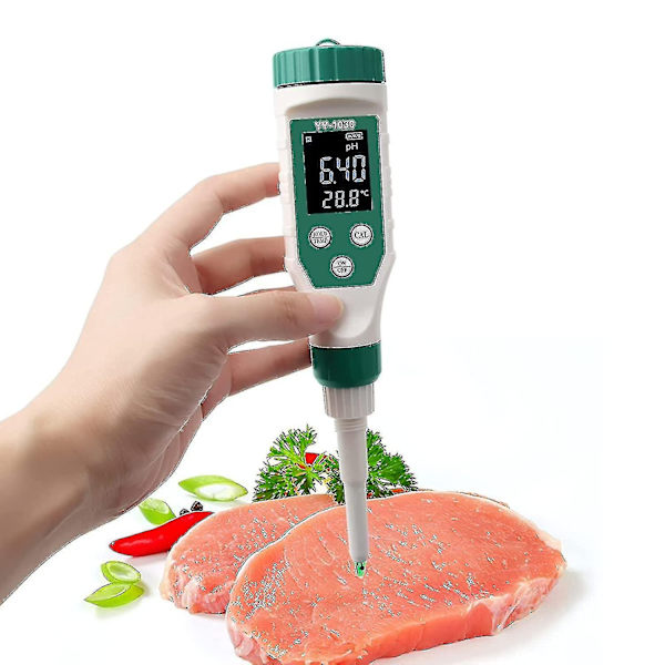 Mat pH-mätare, hög noggrannhet mat pH-testare med LCD-bakgrundsbelysning och Atc, pH-mätare för mat frukt kött konservering bryggning mätning -xx j.s-WELLNGS
