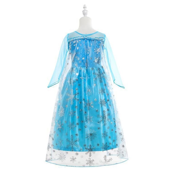 Disney Girls Elsa Princess Kjole Langærmet Børn Fødselsdag Rollespil Frozen Kostume Fancy 2024 Karneval Udklædningsfest Kostume Elsa Kjole-WELLNGS Elsa Dress 7-8Y (Size 140)