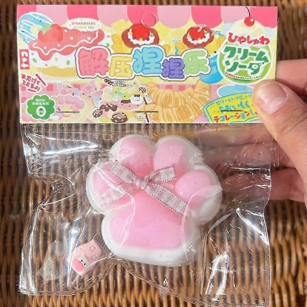 Handgjord Taba Squishy Stor Kattapå Silikonklämtoy - WELLNGS Pink and White plushless
