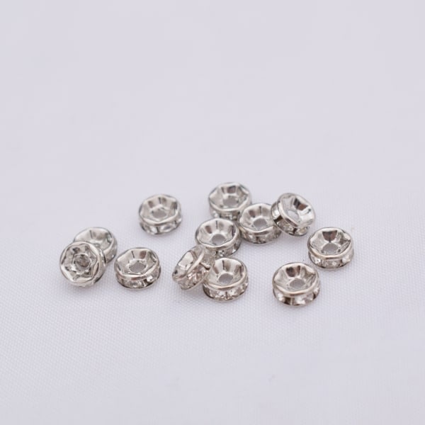 CDQ Spacer perler løse perler for smykkefremstilling 100-pakning Sølv 6 mmCDQ-WELLNGS