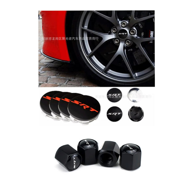 4 st 8 st 63 mm hjulnavkapslar för D-odge Srt Caliber Challenger Journey Caravan Durango Nitro bilhjulskåpstillbehör-WELLNGS 8 gloss black SRT