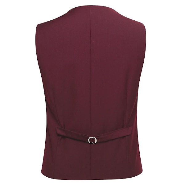 Allthemen Herre Dress 3-delt Business Solid Slim Fit Dressjakke&amp;Bukser&amp;Vest-WELLNGS Wine Red XL