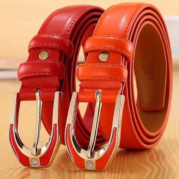 Dame Skinnbelte med Spenne Mote Damer 3.0 Fint Buksebelte Godteri Farge-WELLNGS orange 120cm