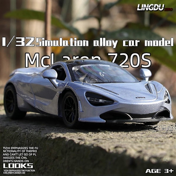 1:24 McLaren 720s Zink Legering Bil Diecast Model, Dekorativ, Mini Køretøj, Gave til Børn, Kærester, Unge - WELLNGS Silver