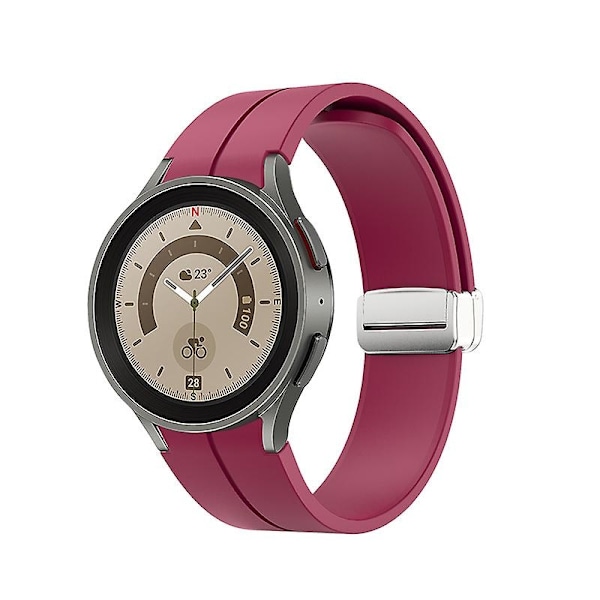 Magneettinen silikonihihna Samsung Galaxy Watch 5 Pro 45mm/4 Classic 44mm 40mm 46mm 42mm Ranneke Rannekoru Galaxy Watch5/4 Vyö-WELLNGS Wine red A Galaxy watch 5 40mm